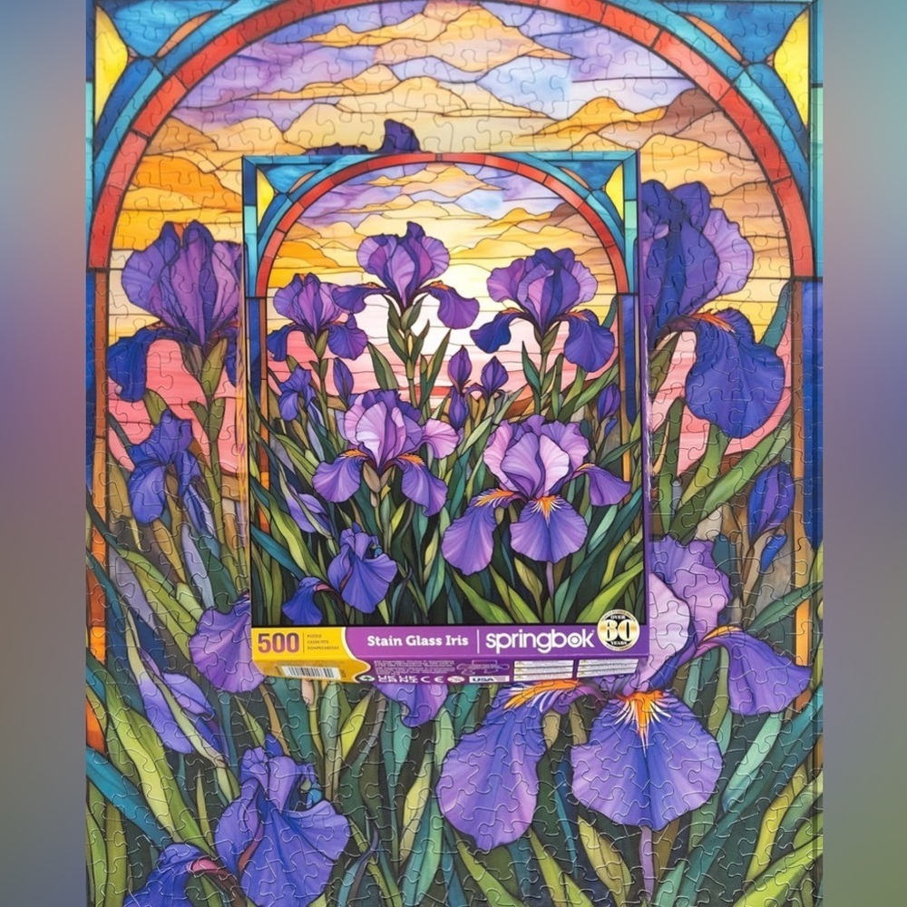 Springbok Stained Glass Iris 500 Piece Jigsaw Puzzle for Adults Children’s Toy - Picture 2 of 3